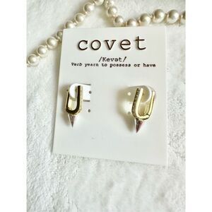 Covet gold and silver color link dangle earrings